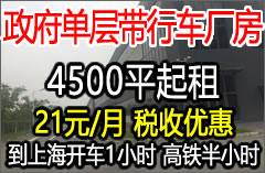 G1561 【政府廠房】 常熟正規國家級工業園區內8000-10000平方米獨棟單層可裝行車標準廠房